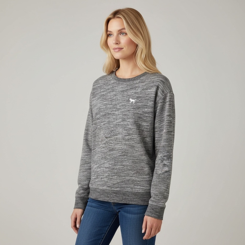 VS Pink | Grey Marled Crewneck Sweatshirt Small | Victoria’s Secret Pullover